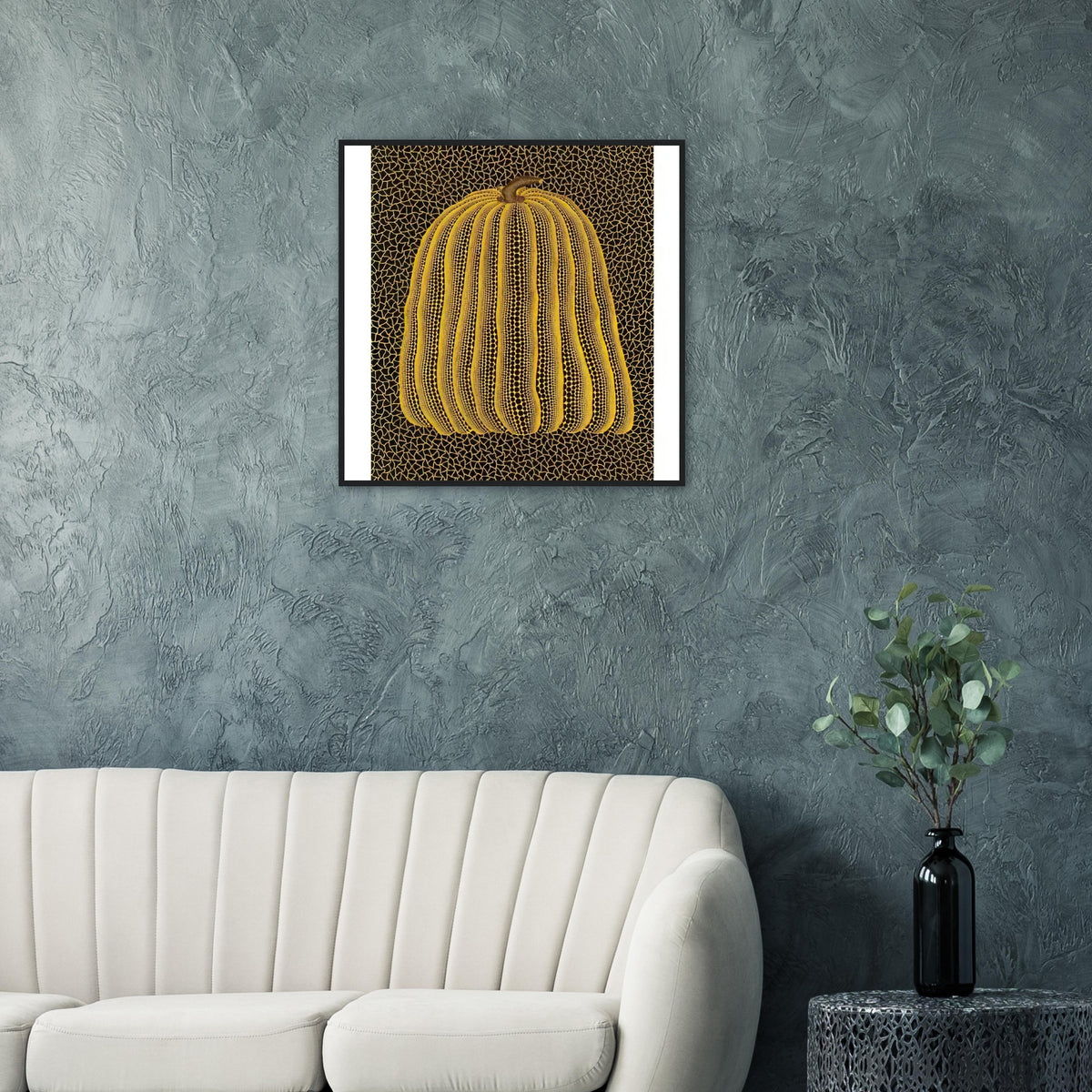 Yayoi Kusama framed print — Pumpkin (Yellow T, Kusama 147) belongs to the yellow pumpkin family that has become central to Kusama’s international image