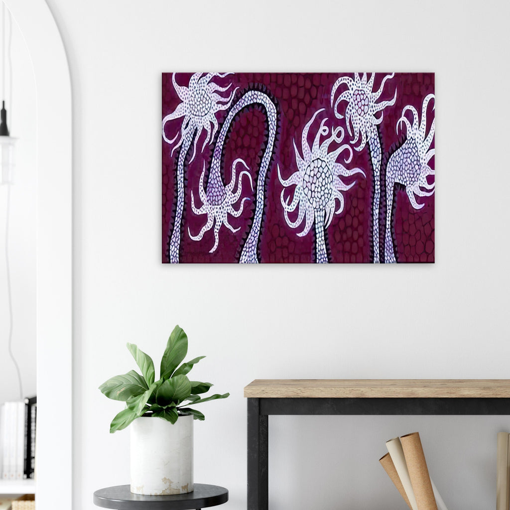 Yayoi Kusama canvas print — Night Flowers (A) explores the mystery of blossoms after dark