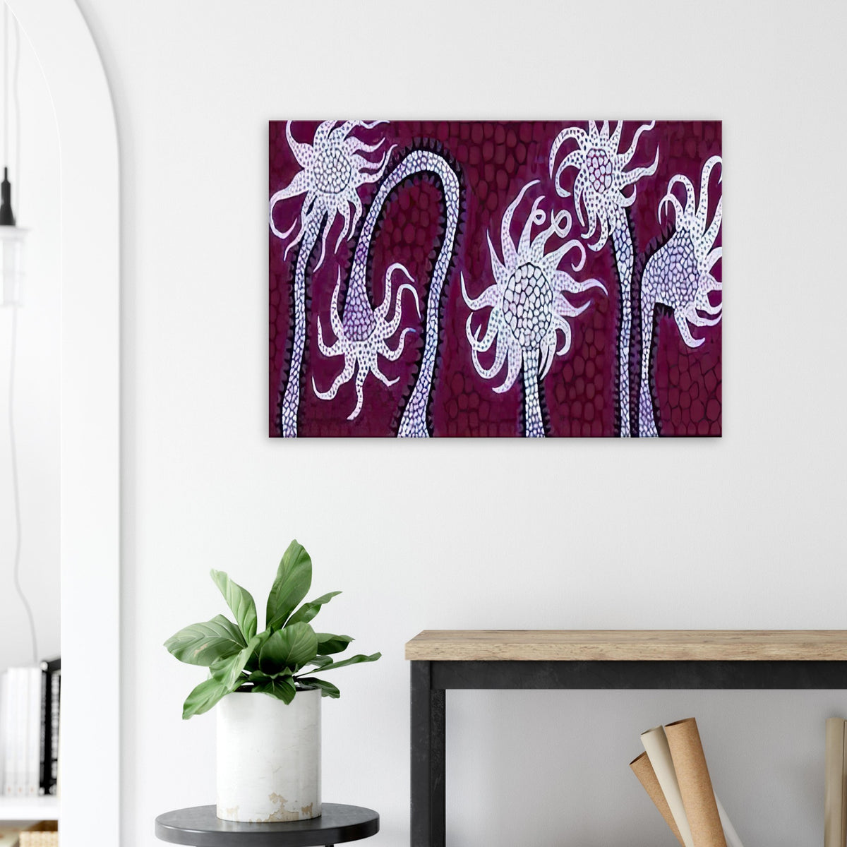 Yayoi Kusama canvas print — Night Flowers (A) explores the mystery of blossoms after dark