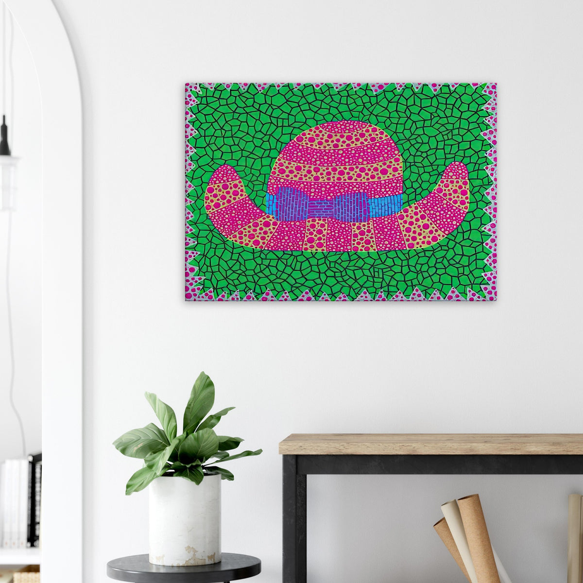 Yayoi Kusama canvas print — Hat II turns an everyday hat into a subject for playful observation