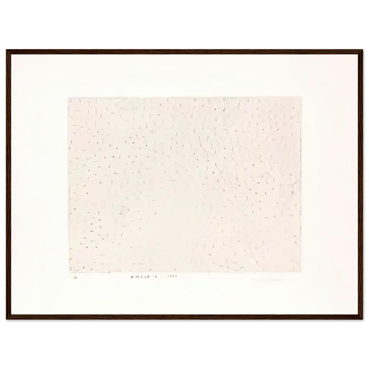 Yayoi Kusama framed print — Infinity Nets (B) [Kusama 204] explores Kusama’s Infinity Net as a field built from countless repeated marks, dark wood frame, 60x80 cm / 24x32″