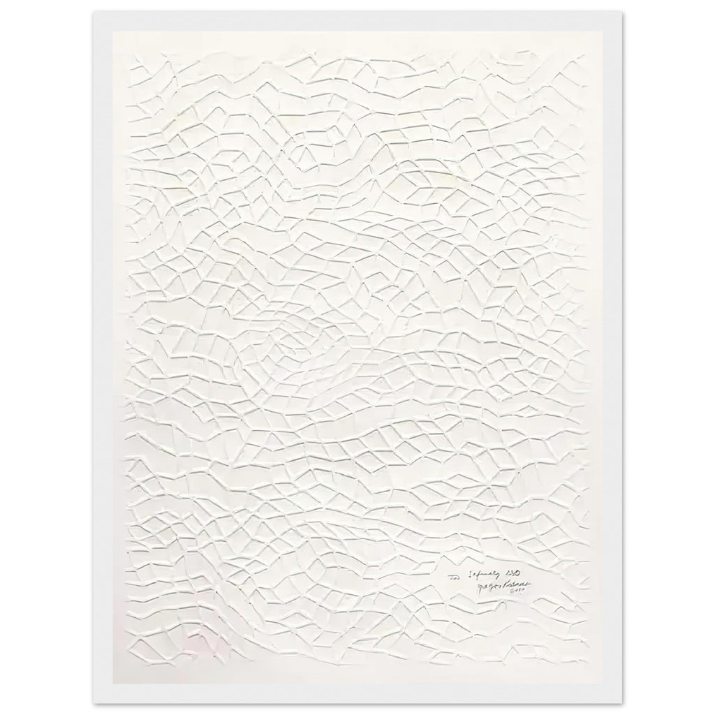 Yayoi Kusama framed print — The image labelled Infinity Nets [Kusama 297] returns to Kusama’s most distinctive form of abstraction: many closely repeated marks coalescing into a field that, white frame, 30x40 cm / 12x16″