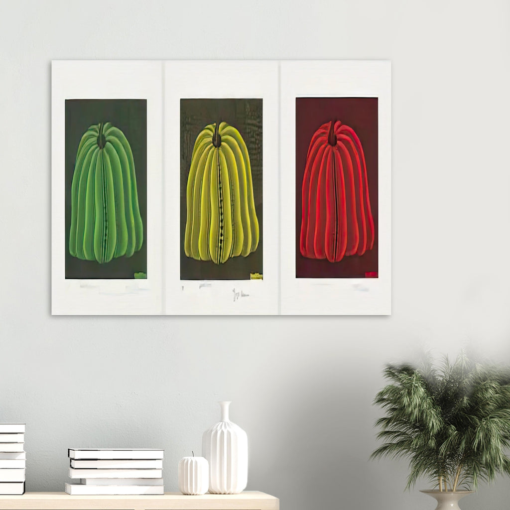 Yayoi Kusama poster — Pumpkin 2000 (Set) uses a set treatment to reinterpret one of Kusama’s most affectionate subjects