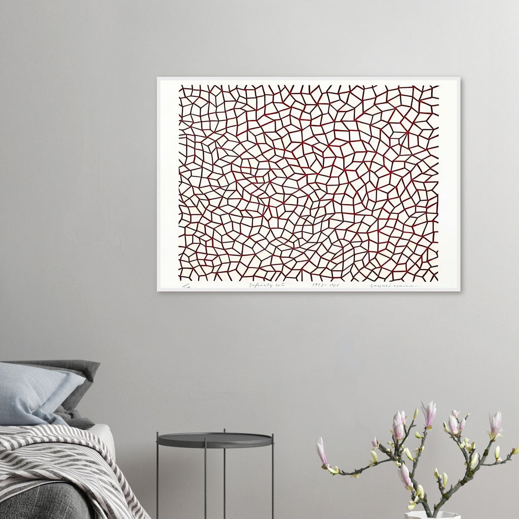 Yayoi Kusama framed print — Infinity Nets [Kusama 76] explores Kusama’s Infinity Net as a field built from countless repeated marks
