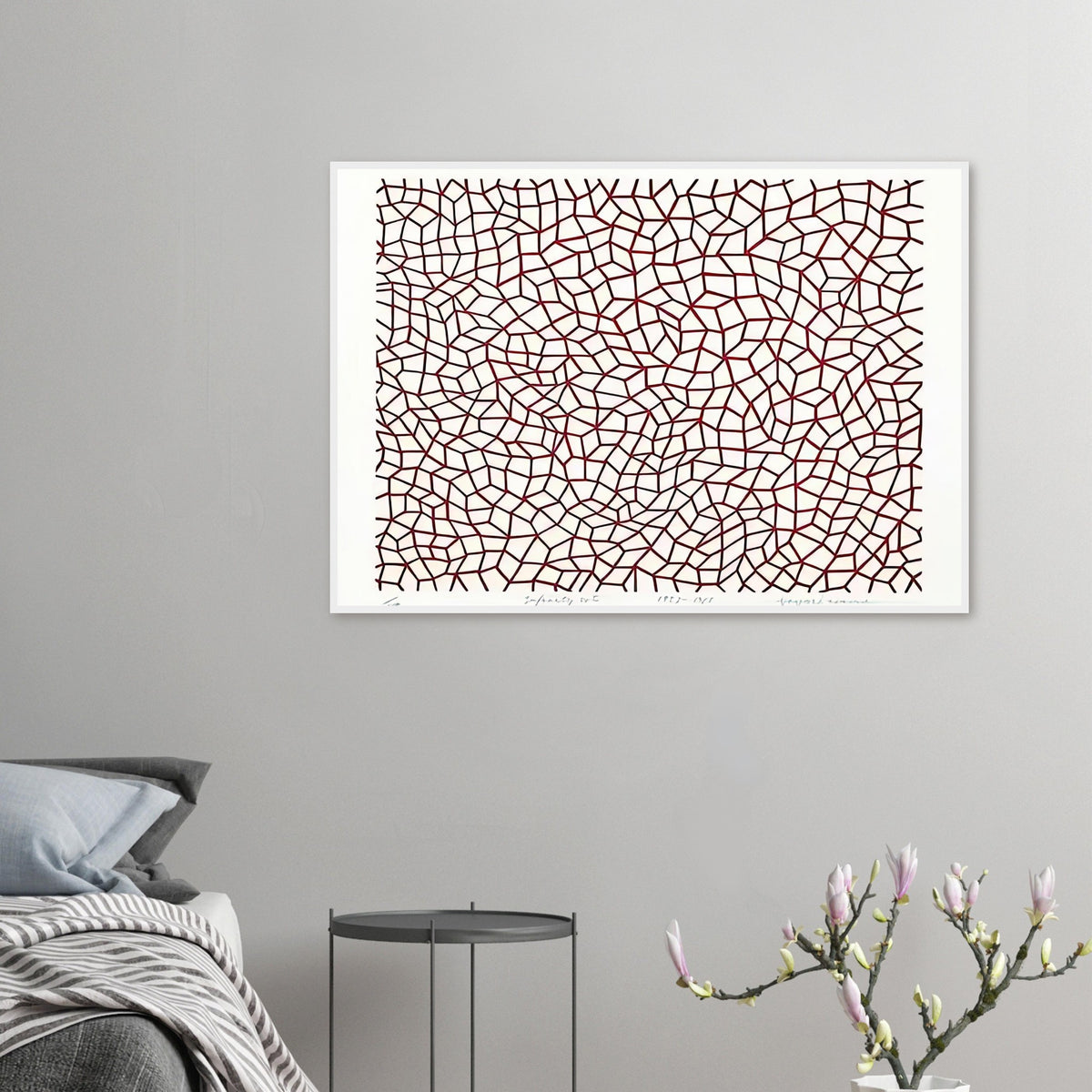 Yayoi Kusama framed print — Infinity Nets [Kusama 76] explores Kusama’s Infinity Net as a field built from countless repeated marks