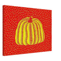 Yayoi Kusama canvas print — Pumpkin Orange presents Kusama’s familiar pumpkin through an explicitly orange variation, 45x60 cm / 18x24″