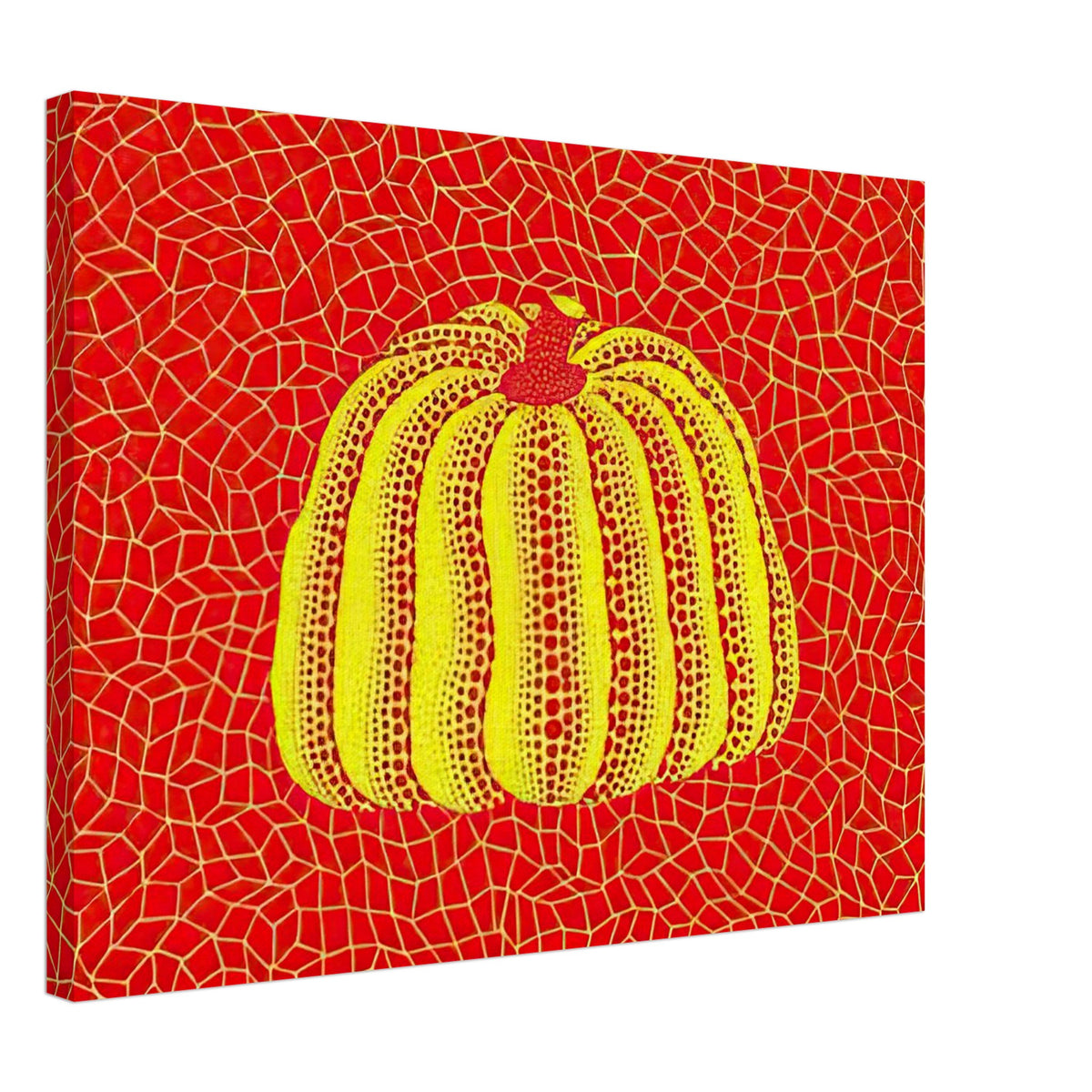 Yayoi Kusama canvas print — Pumpkin Orange presents Kusama’s familiar pumpkin through an explicitly orange variation, 45x60 cm / 18x24″