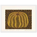 Yayoi Kusama framed print — Small Pumpkin focuses on a compact, approachable version of Kusama’s most familiar motif, white frame, 30x40 cm / 12x16″