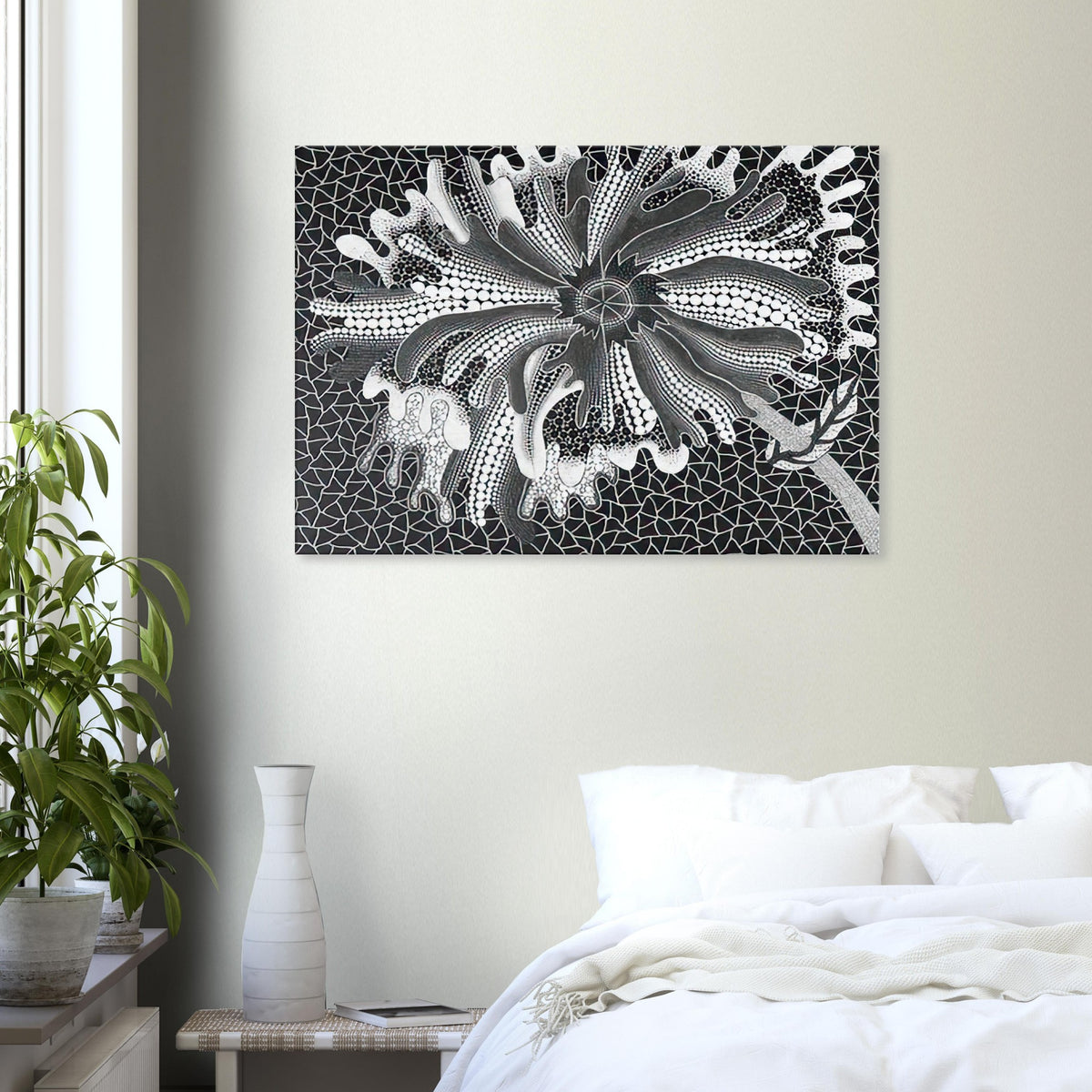Yayoi Kusama canvas print — Flower (XL) treats a single flowering motif as a complete visual world