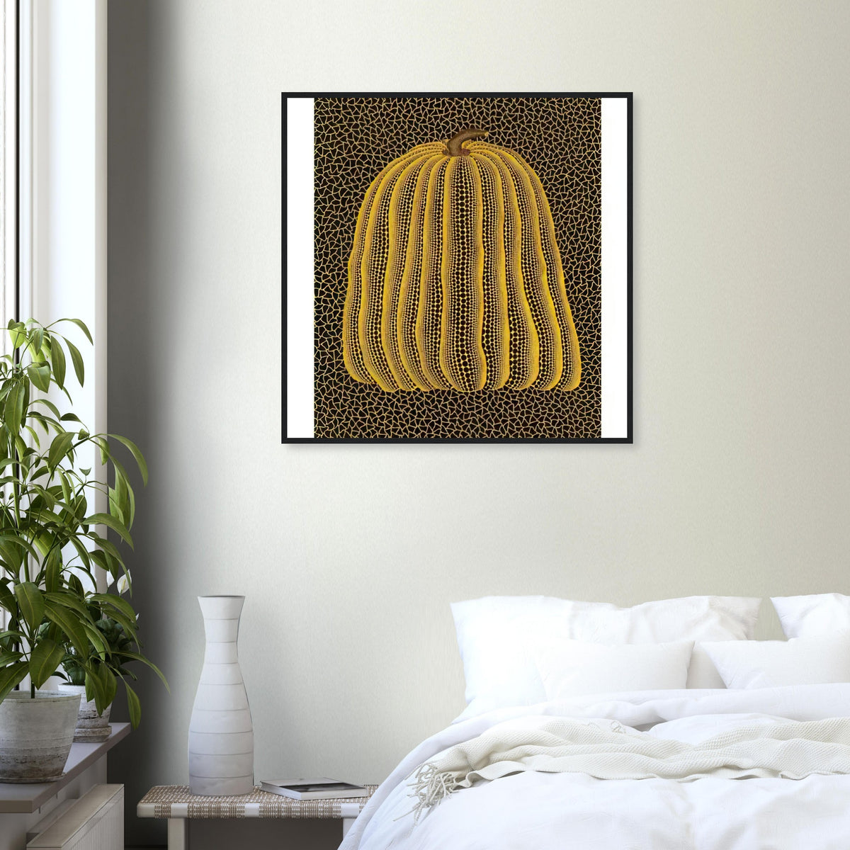 Yayoi Kusama framed print — Pumpkin (Yellow T, Kusama 147) belongs to the yellow pumpkin family that has become central to Kusama’s international image