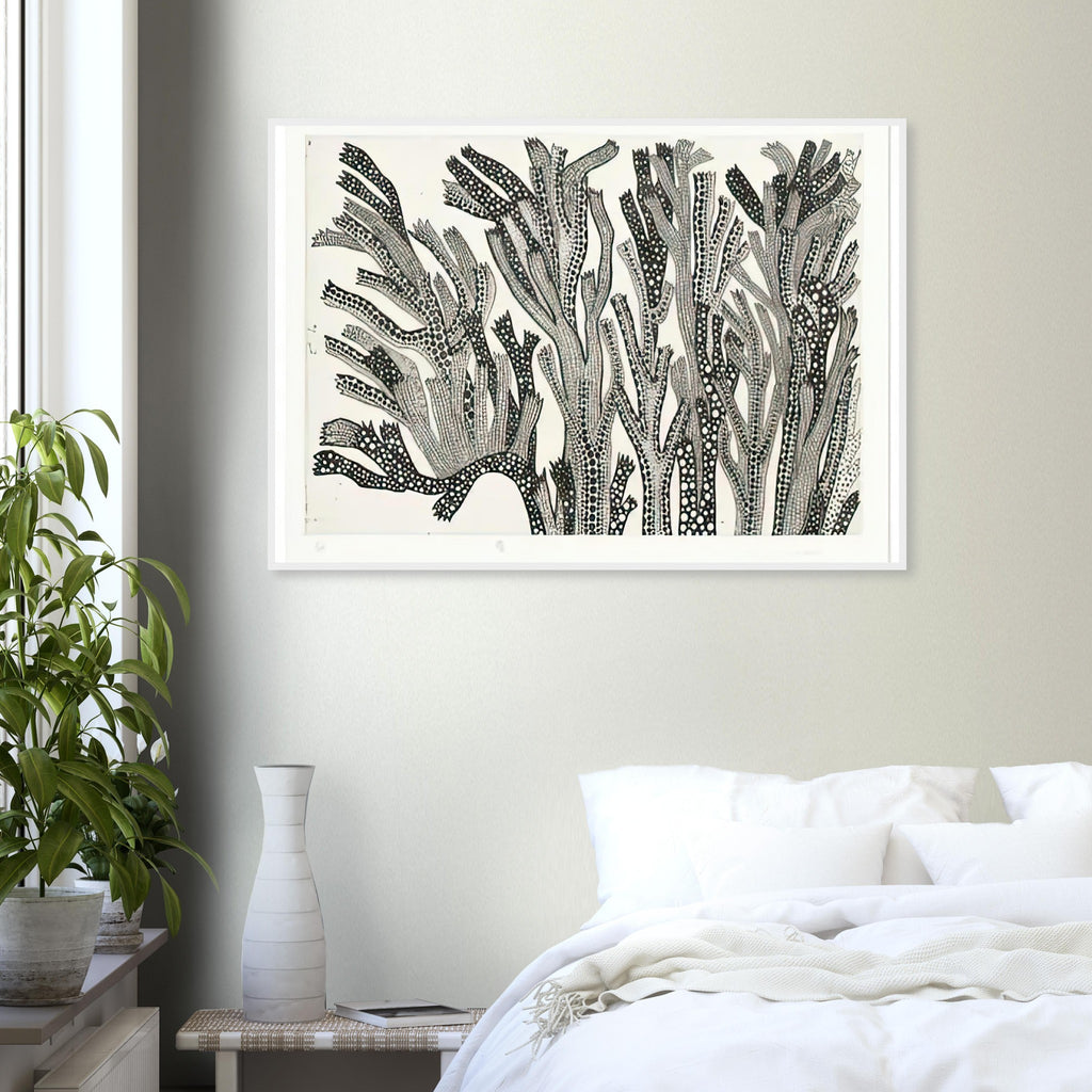 Yayoi Kusama framed print of Spring — spring suggests the renewal of the natural world through a seasonal title rather than a single isolated object