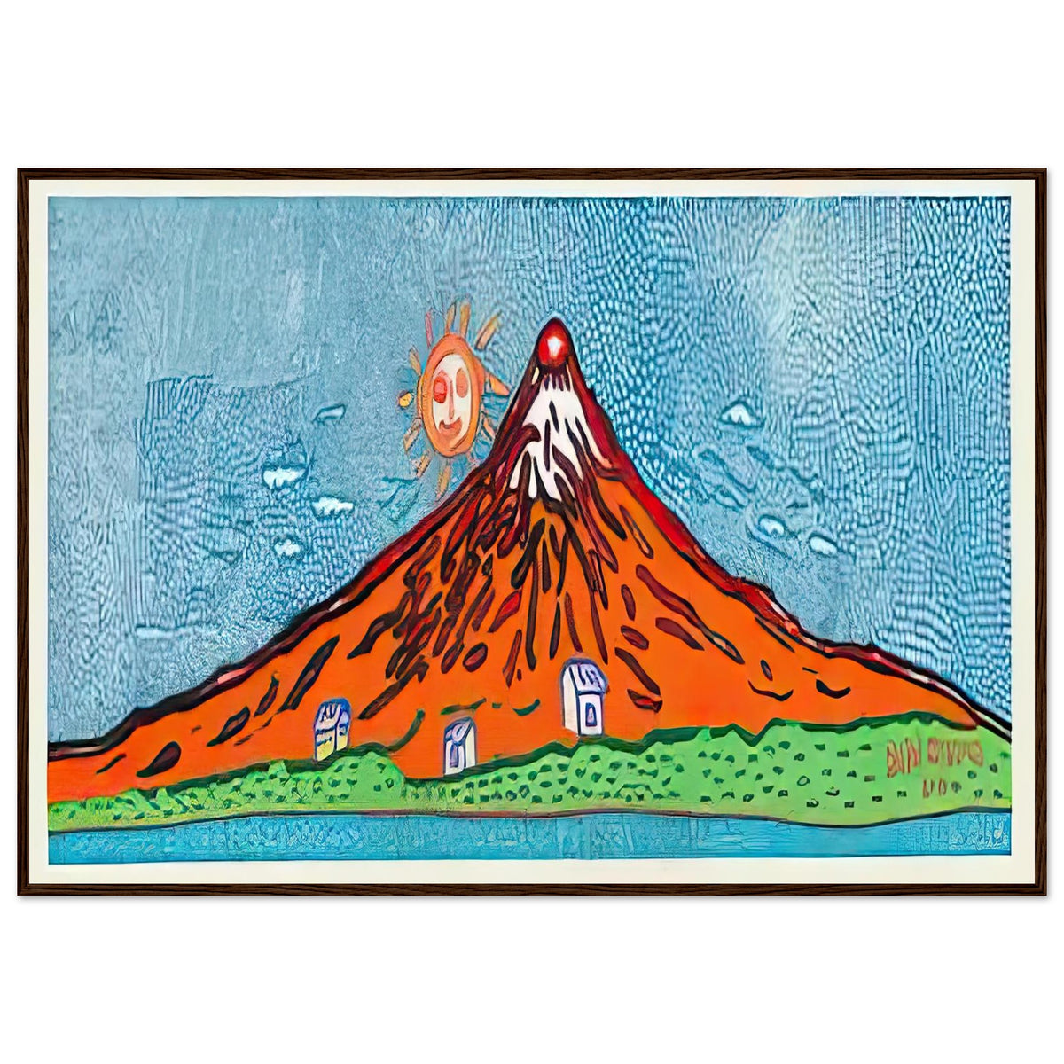Yayoi Kusama framed print — Mt, dark wood frame, 70x100 cm / 28x40″