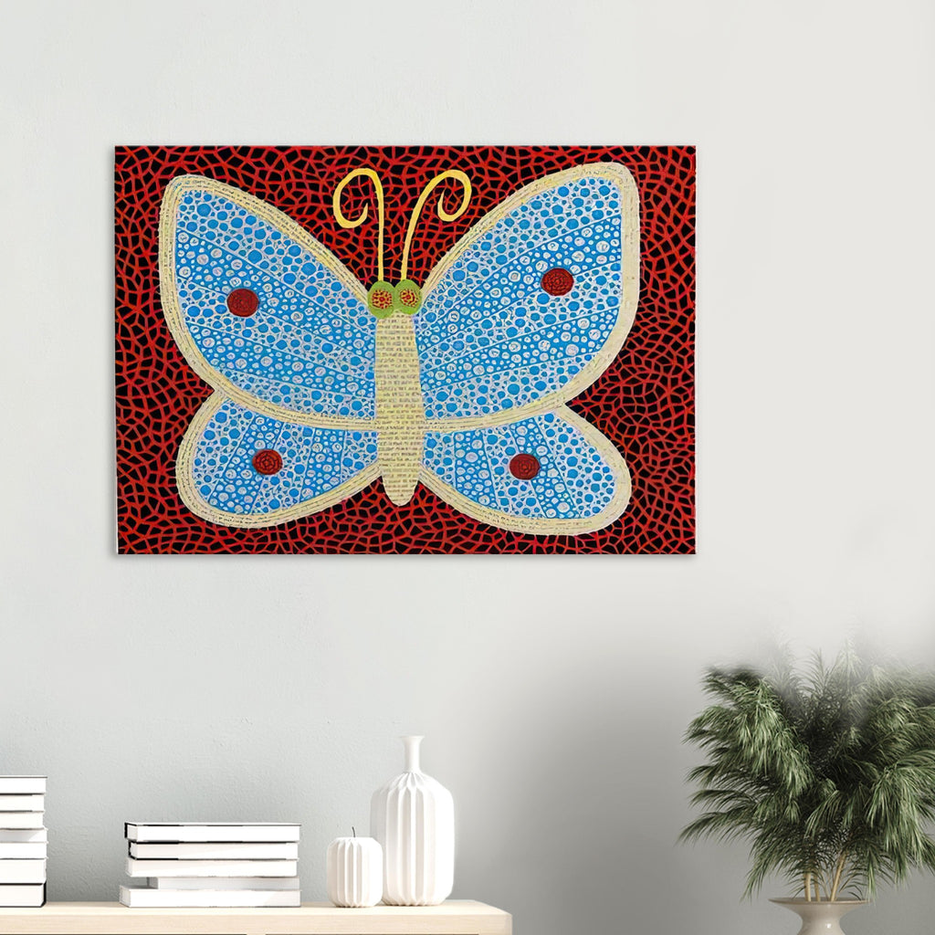 Yayoi Kusama canvas print — Papillon II from Amour pour Toujours explores the butterfly as a symbol of delicacy and transformation