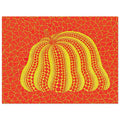 Yayoi Kusama poster — Pumpkin (YOR-A) [Kusama 326] revisits Kusama’s best-known vegetable through the relationship between its distinctive form and repeating ornament, 15x20 cm / 6x8″