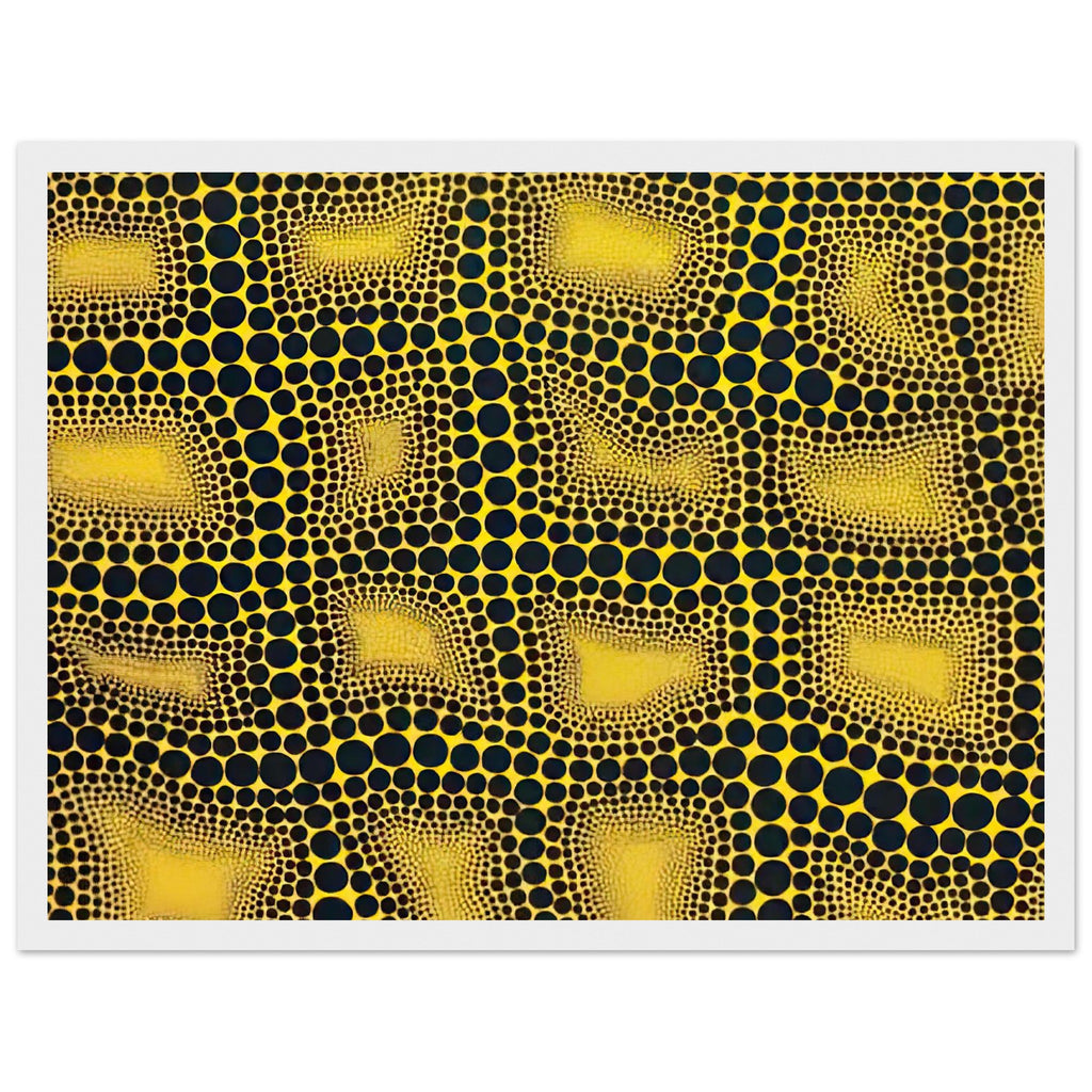 Yayoi Kusama framed print — Town introduces a built environment into Kusama’s range of natural and domestic subjects, white frame, 30x40 cm / 12x16″
