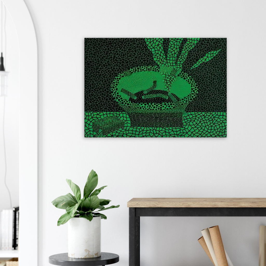 Yayoi Kusama canvas print — The familiar outline of an ashtray becomes unexpectedly compelling in this early Kusama still-life subject