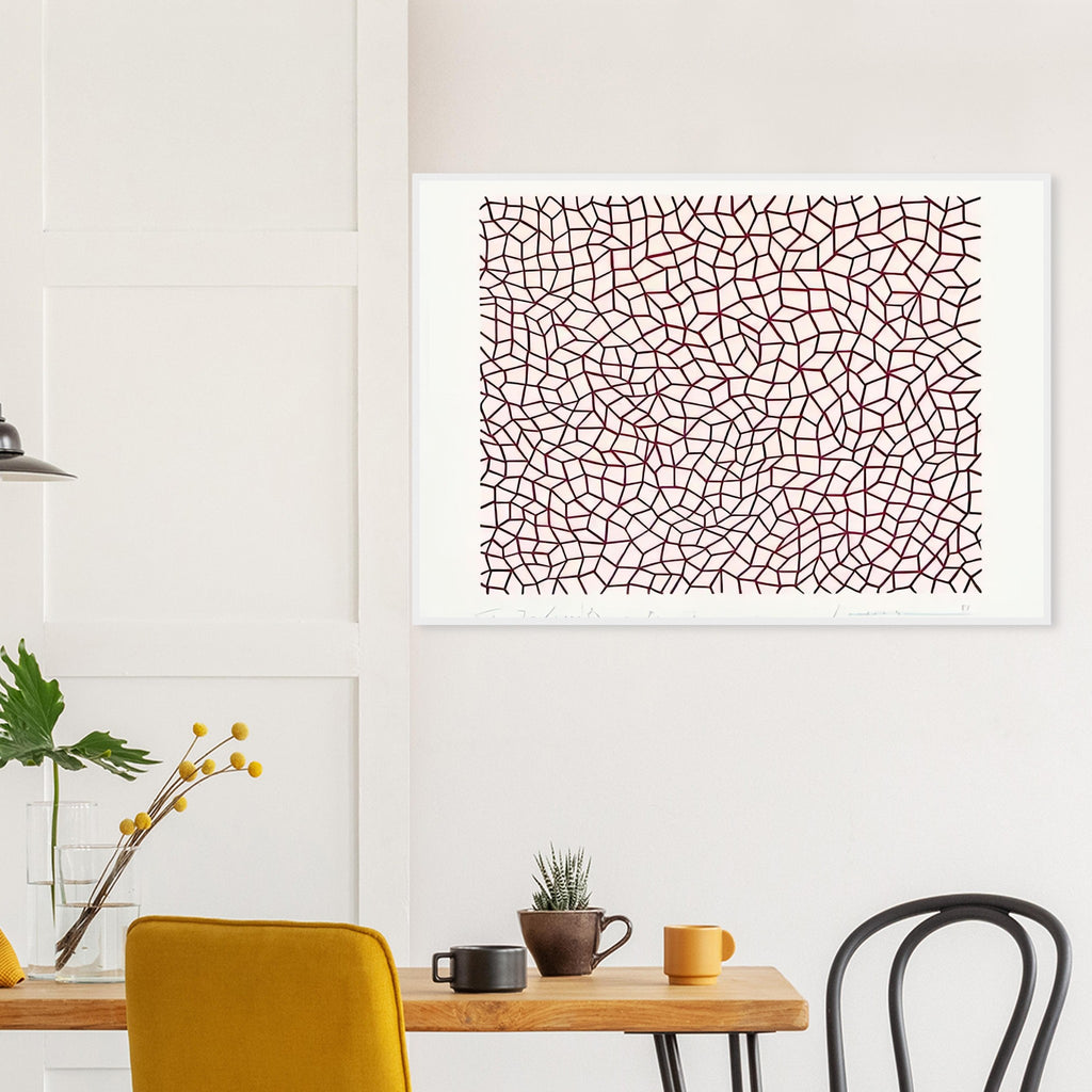 Yayoi Kusama framed print — Infinity Nets (1958) [Kusama 14] explores Kusama’s Infinity Net as a field built from countless repeated marks