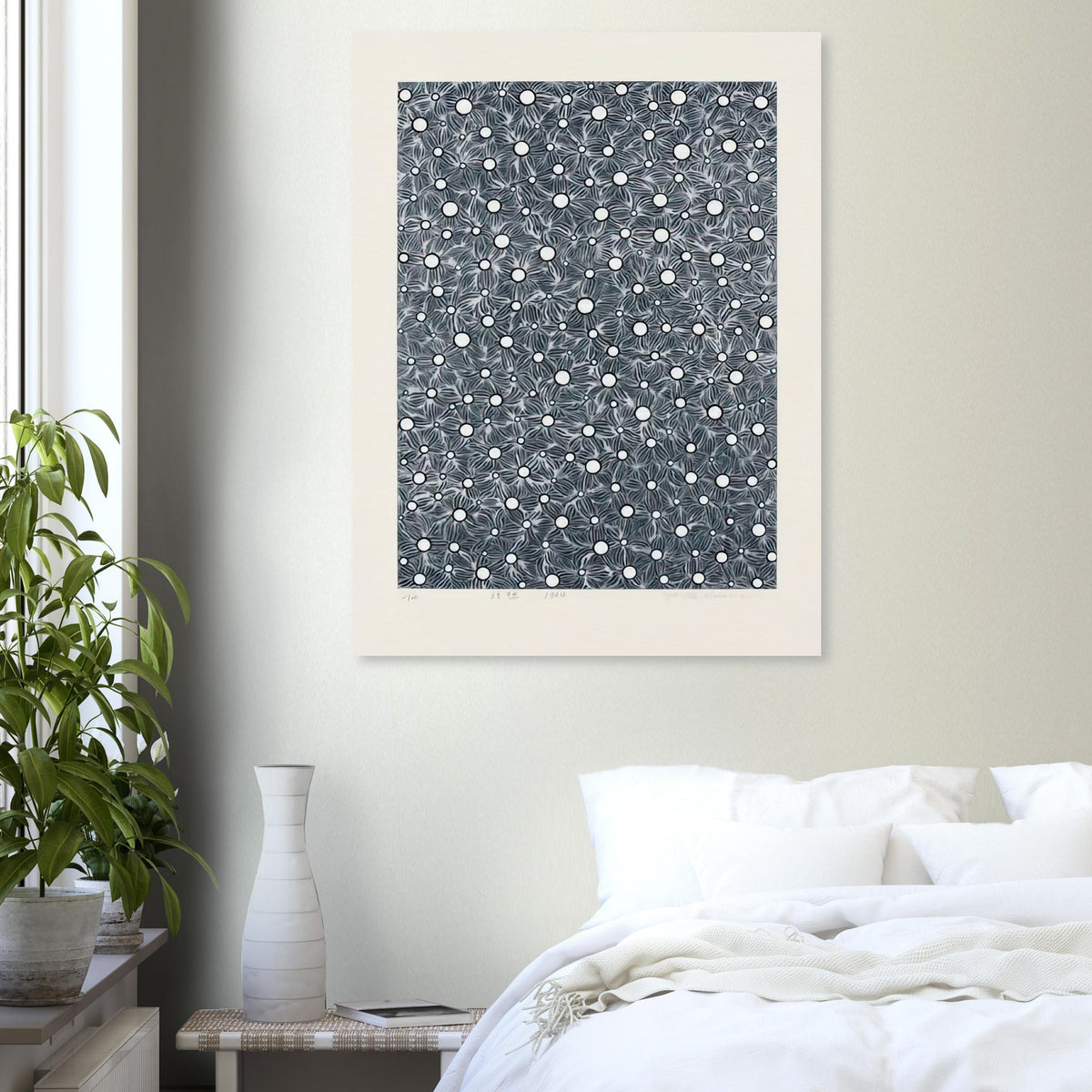 Yayoi Kusama poster — The title Meditation frames this artwork as an exercise in focused looking