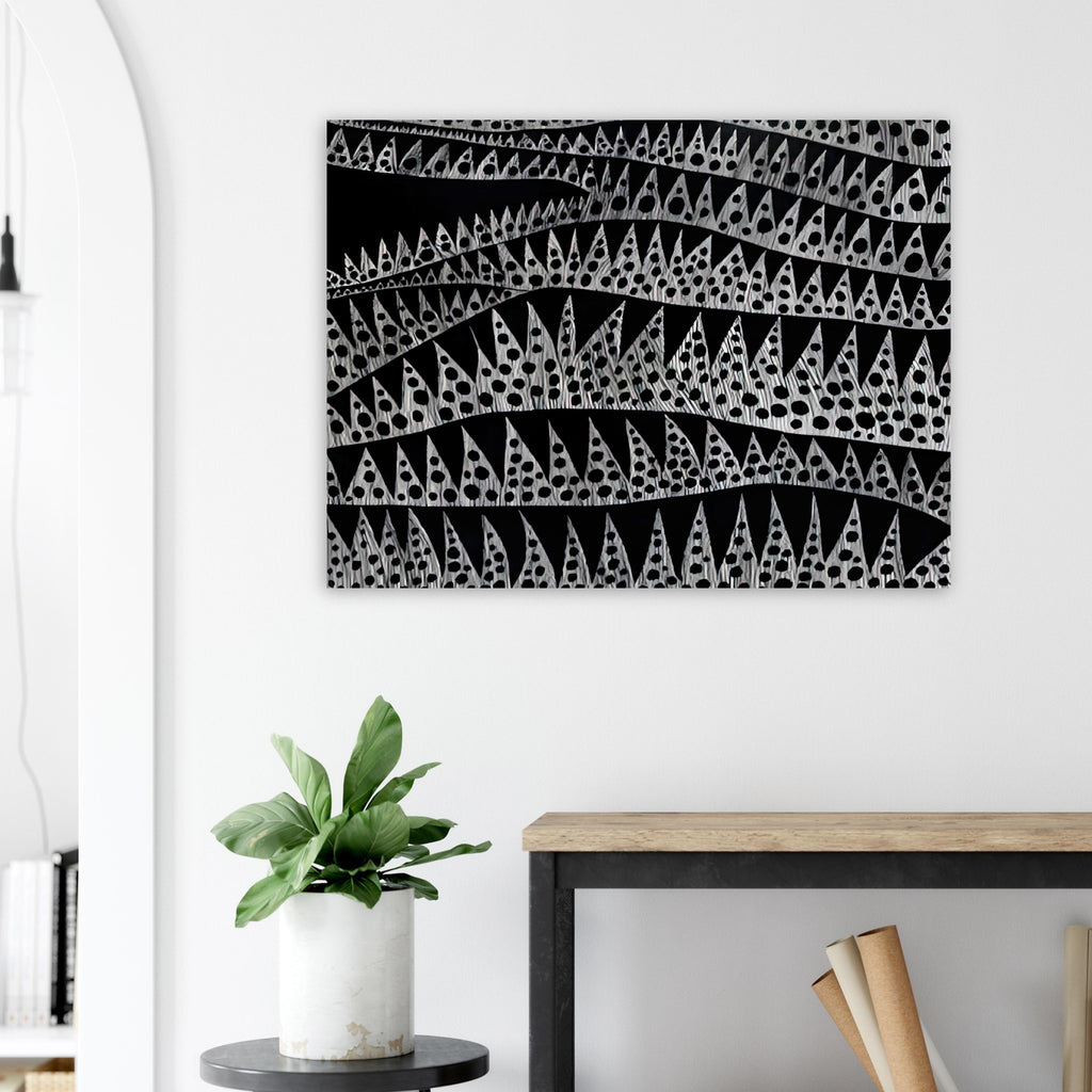 Yayoi Kusama poster — Waves (TWXZO) approaches the motion of water as a patterned, repeating event