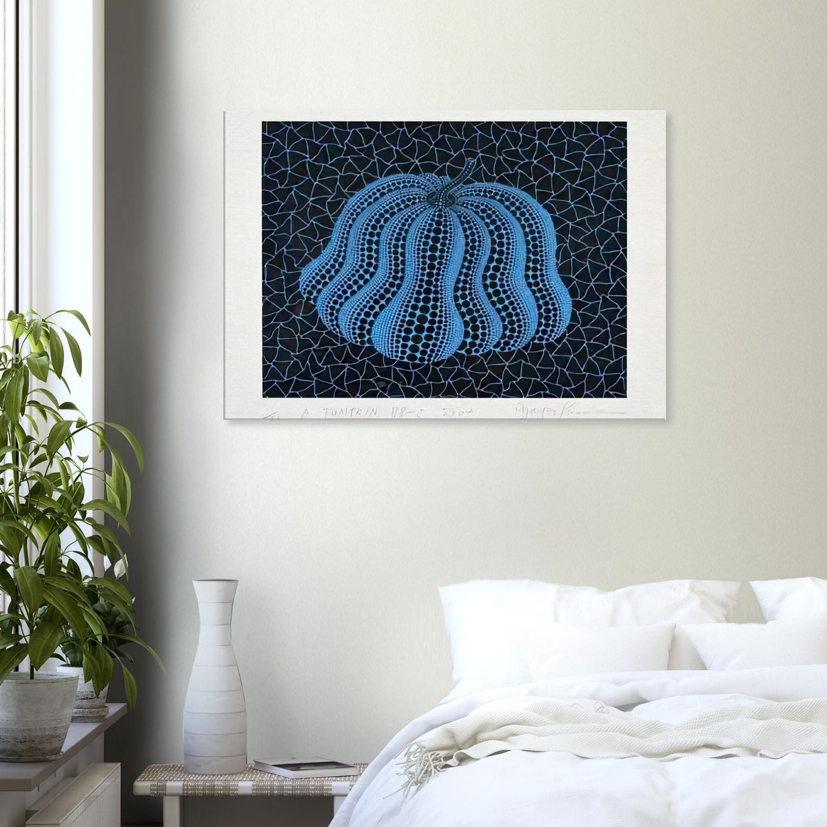 Yayoi Kusama canvas print — Pumpkin (BB-C) [Kusama 330] revisits Kusama’s best-known vegetable through the relationship between its distinctive form and repeating ornament
