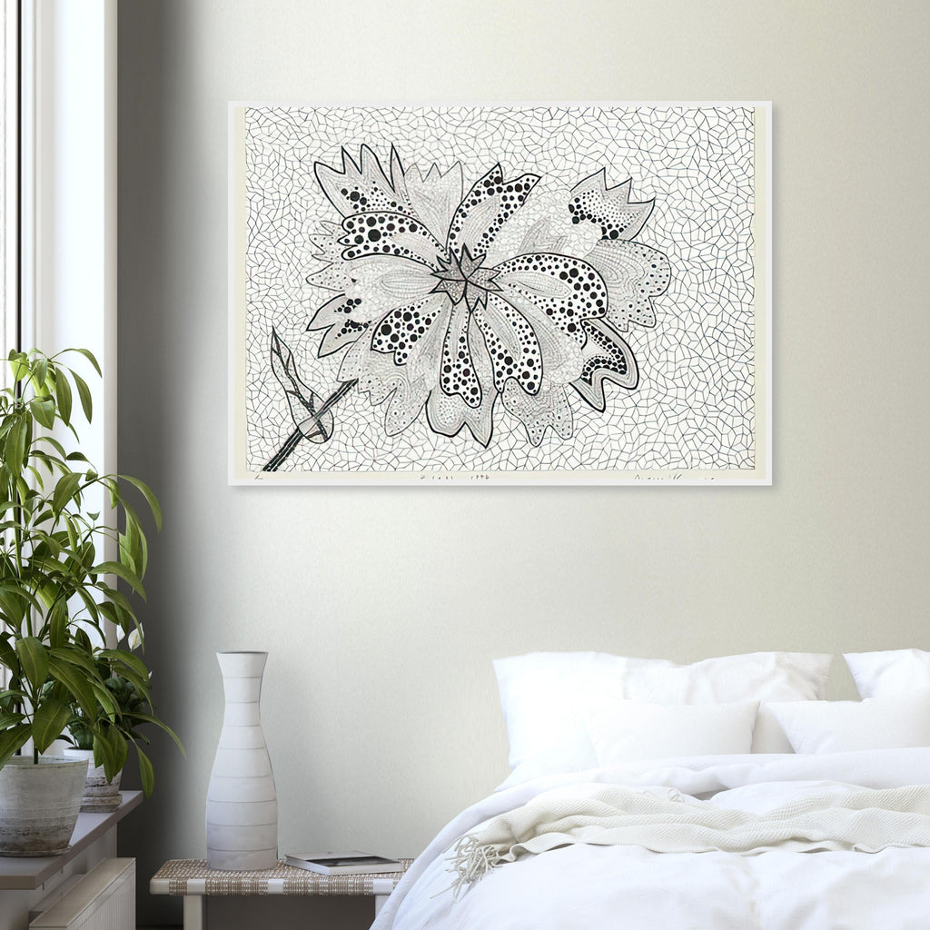 Yayoi Kusama framed print — Flower (A–B) places two designated botanical variations together in a single listing