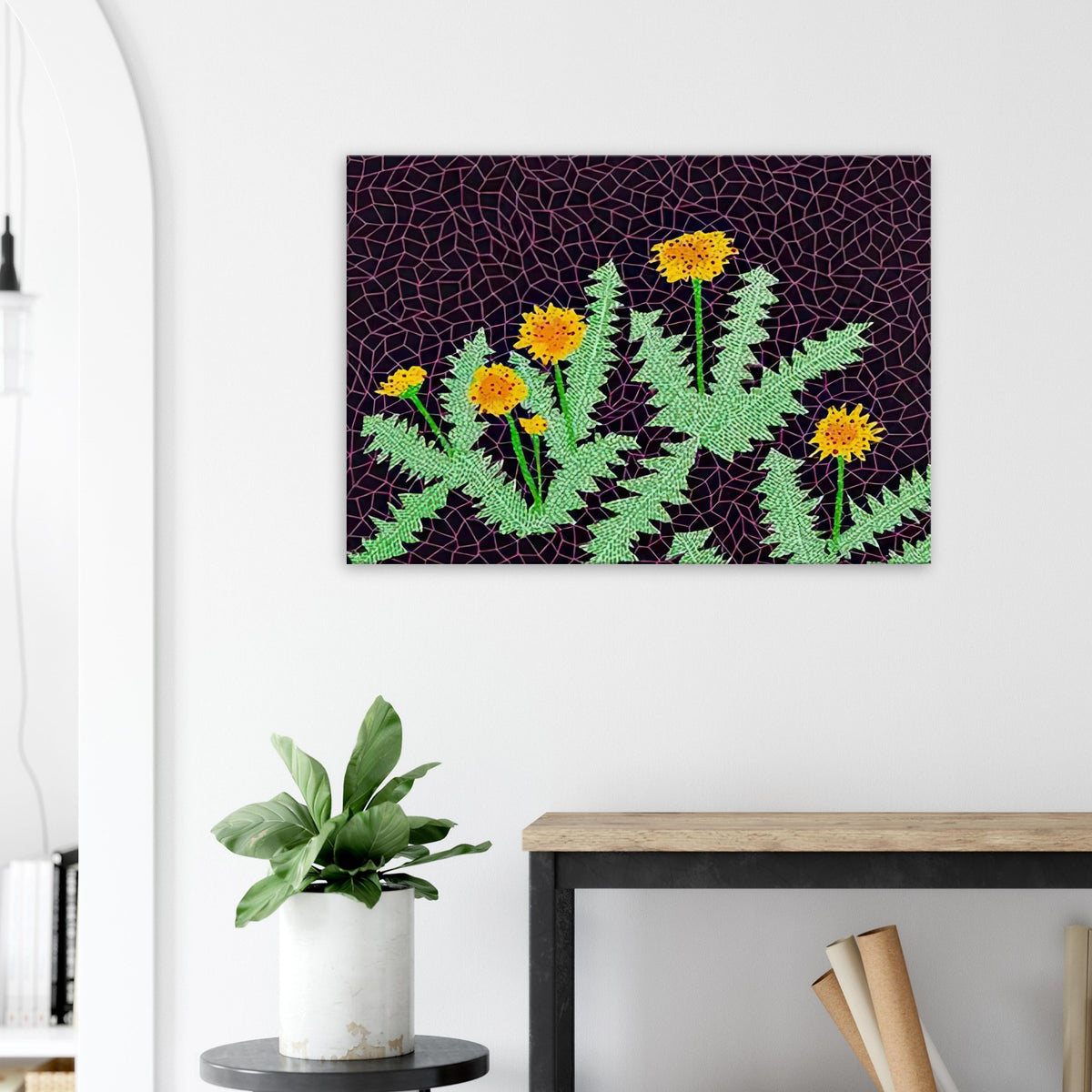 Yayoi Kusama canvas print — Dandelions [Kusama 85] approaches a common meadow flower as a subject worth close observation