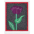 Yayoi Kusama framed print — A tulip becomes the center of an exuberant botanical design in this work from Amour Pour Toujours, white frame, 30x40 cm / 12x16″