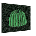 Yayoi Kusama canvas print — Pumpkin (Green, Version 2) presents Kusama’s familiar pumpkin through an explicitly green variation, 45x60 cm / 18x24″