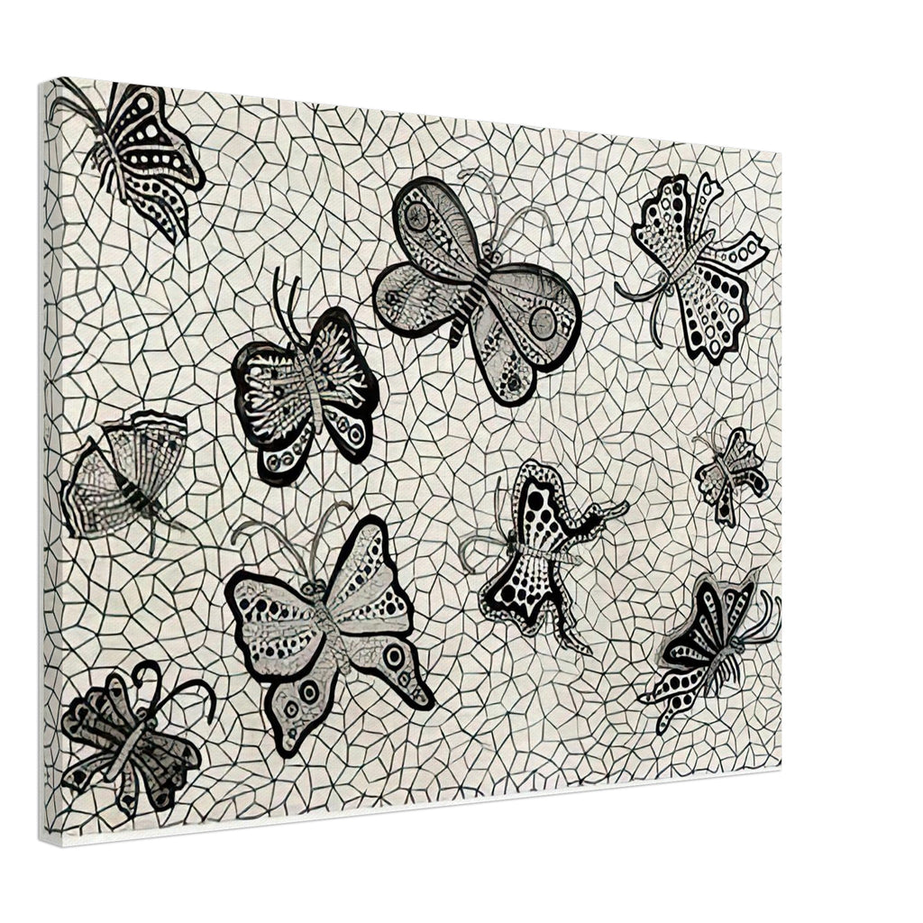 Yayoi Kusama canvas print — Butterflies draws on the delicate symmetry and movement of a familiar insect, a recurring subject in Kusama’s printmaking, 45x60 cm / 18x24″