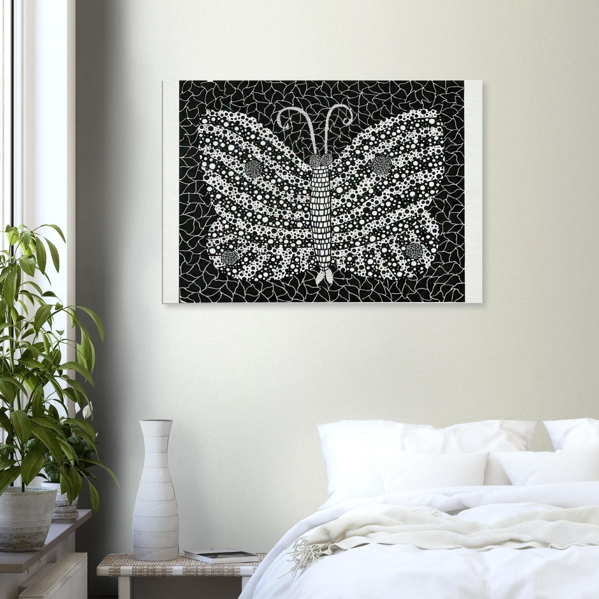 Yayoi Kusama canvas print — Butterfly [Kusama 18] by Yayoi Kusama takes the lightness of a butterfly and gives it graphic intensity through pattern