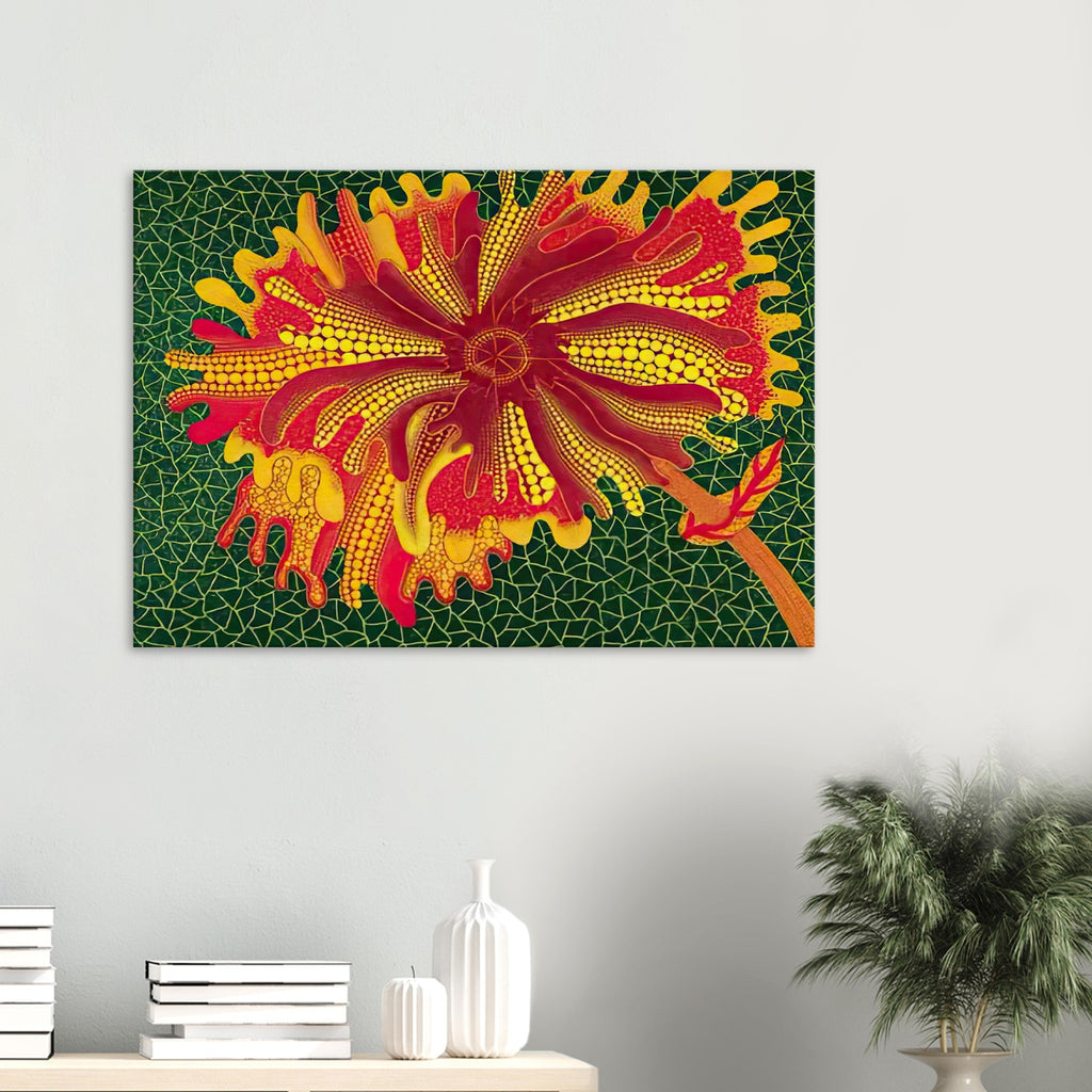 Yayoi Kusama canvas print — Flower (A) treats a single flowering motif as a complete visual world
