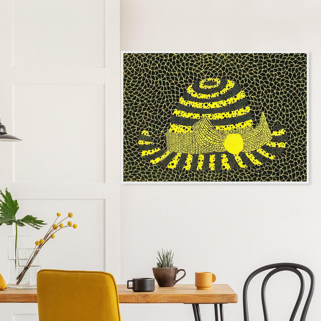 Yayoi Kusama framed print — Hat (3) turns an everyday hat into a subject for playful observation