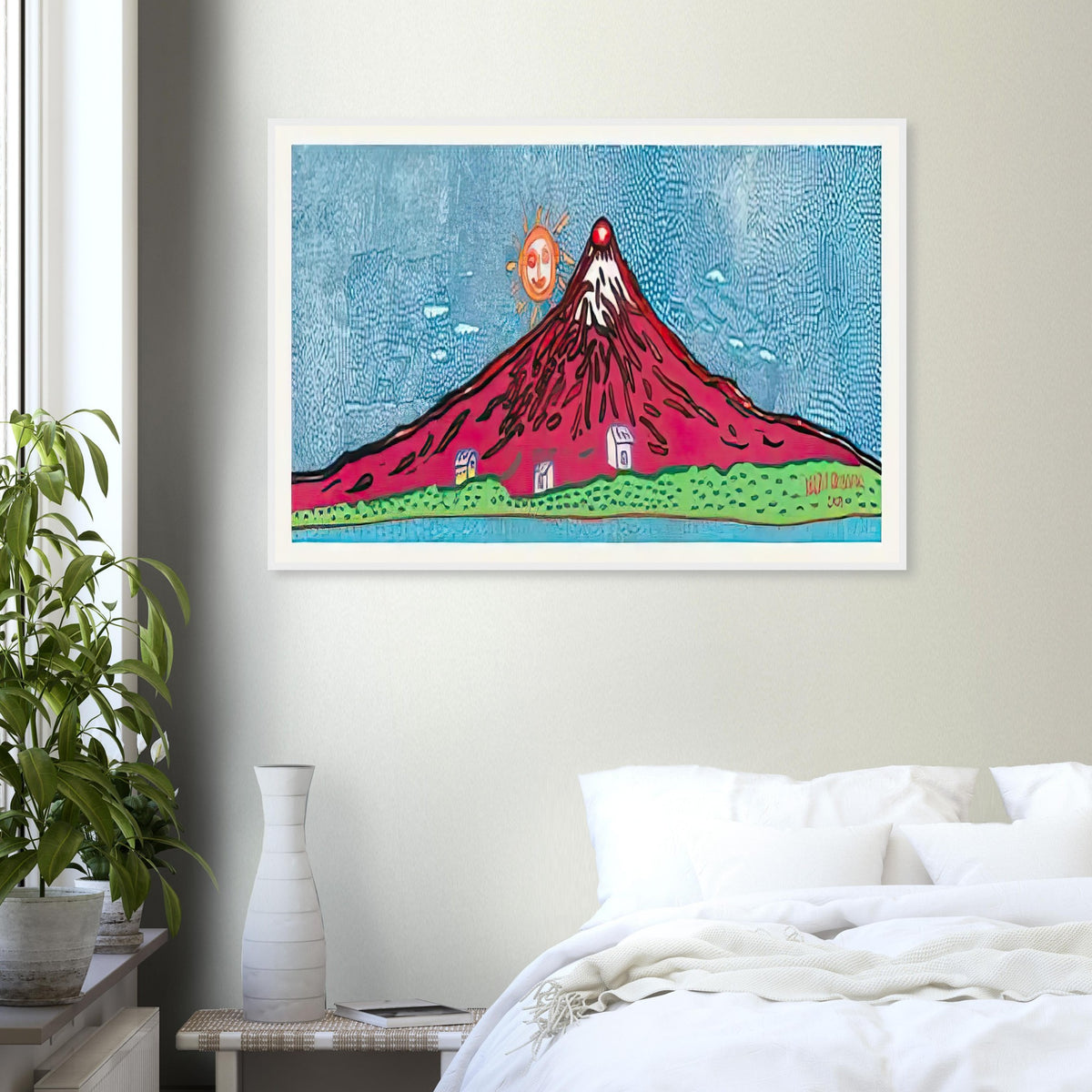 Yayoi Kusama framed print — Mt. Fuji in Seven Colours: Mt. Fuji I Love is Kusama’s red interpretation of the celebrated Japanese mountain. The