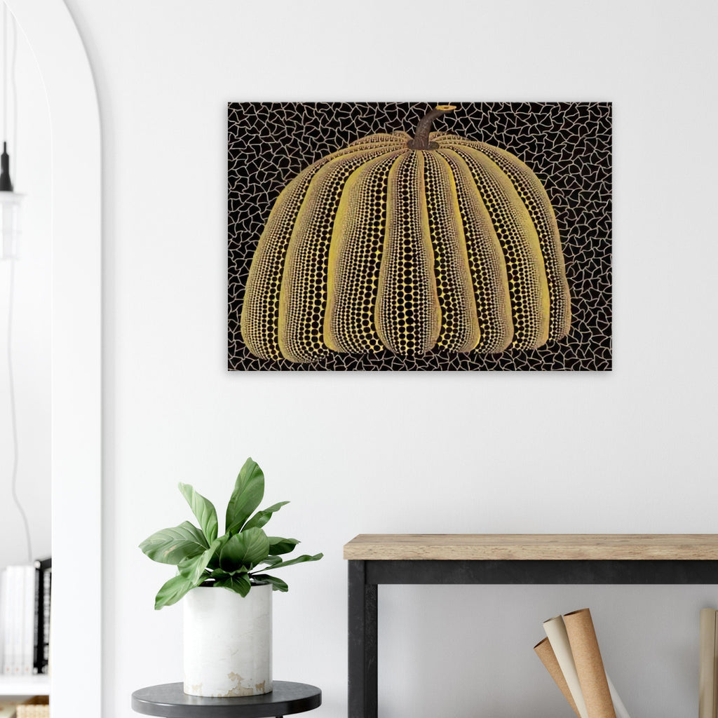 Yayoi Kusama canvas print — Pumpkin (Yellow Y) [Kusama 148] presents Kusama’s familiar pumpkin through an explicitly yellow variation