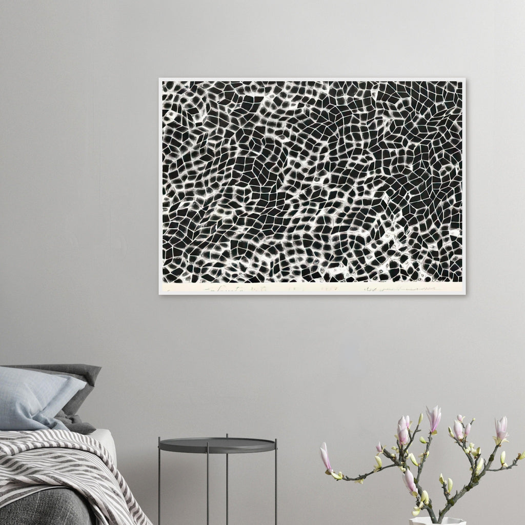 Yayoi Kusama framed print — Infinity Nets (Image 4) explores Kusama’s Infinity Net as a field built from countless repeated marks