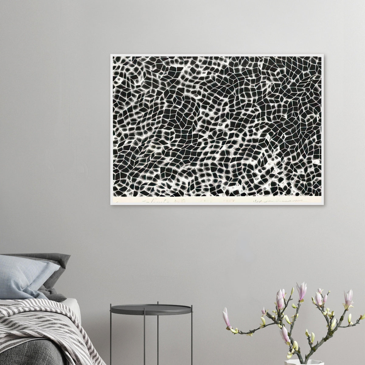 Yayoi Kusama framed print — Infinity Nets (Image 4) explores Kusama’s Infinity Net as a field built from countless repeated marks