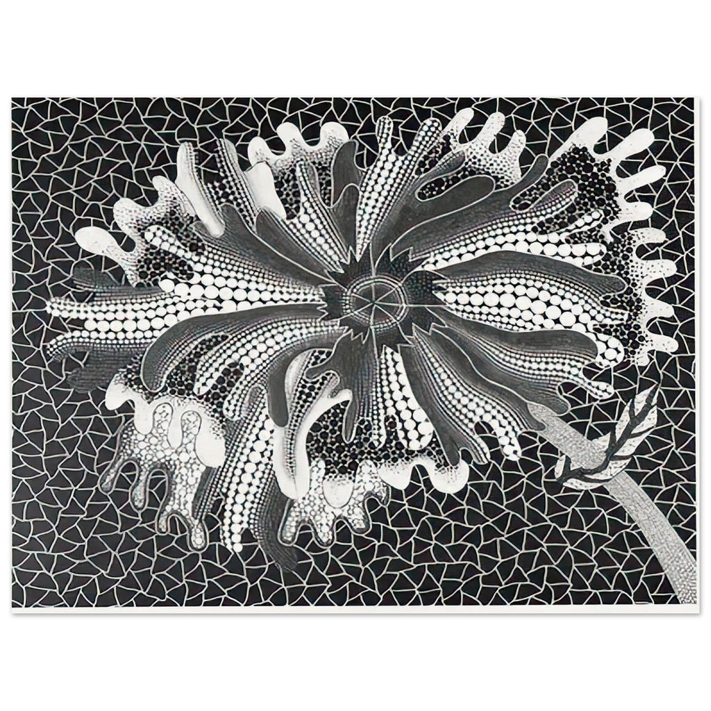 Yayoi Kusama poster — Flower (XL) treats a single flowering motif as a complete visual world, 15x20 cm / 6x8″