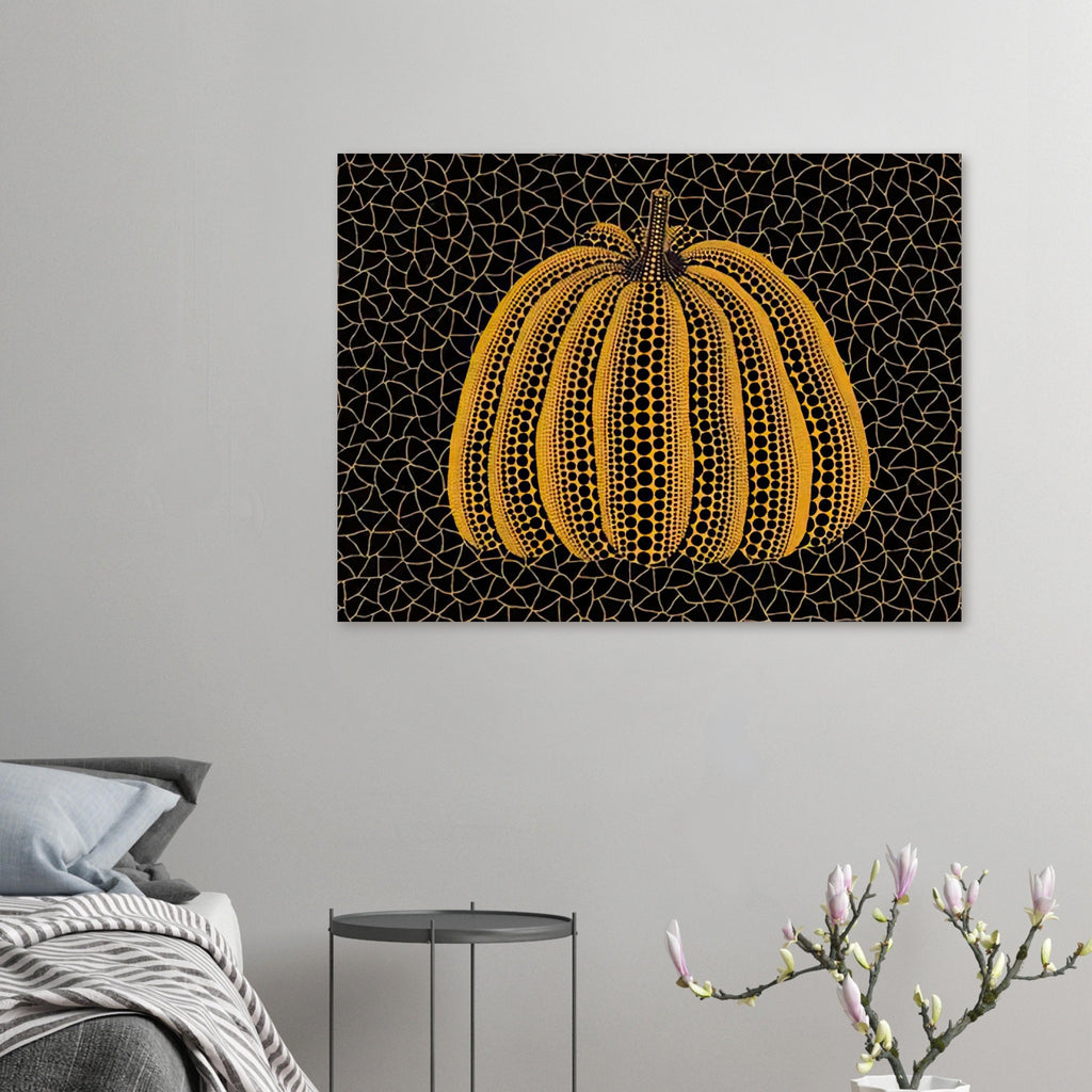 Yayoi Kusama poster — Pumpkin (YY) [Kusama 231] revisits Kusama’s best-known vegetable through the relationship between its distinctive form and repeating ornament