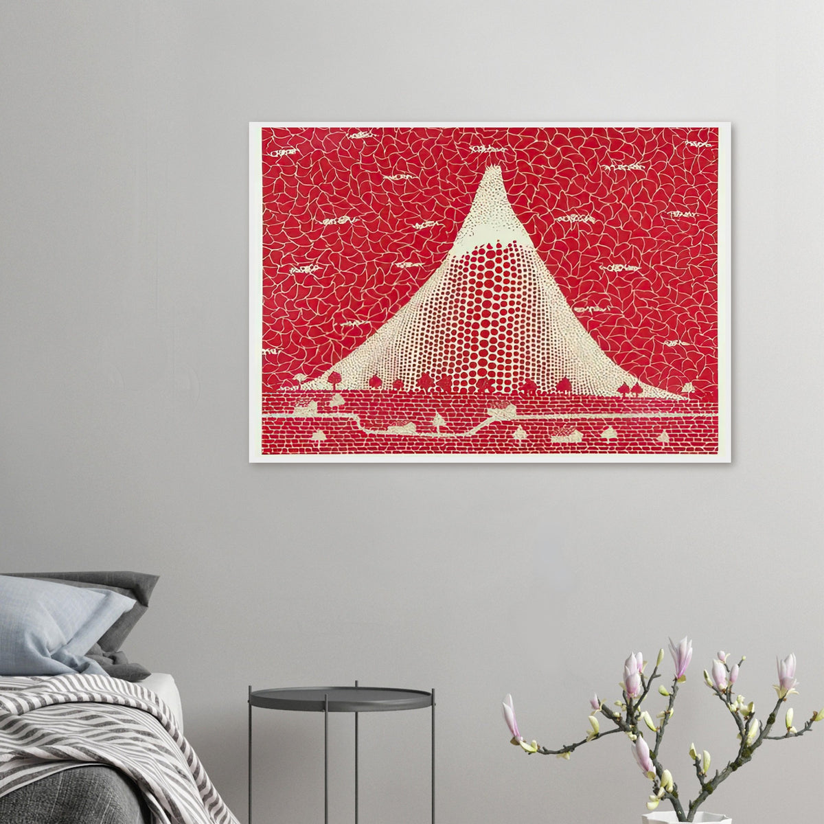 Yayoi Kusama framed print — Mt. Fuji takes a single iconic mountain and turns it into a meditation on shape, place and