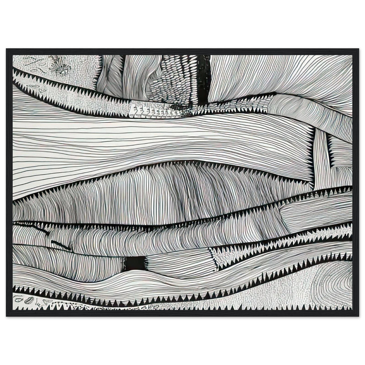 Yayoi Kusama framed print — Waves at Daybreak depicts the sea through the evocative meeting of moving water and the first light of morning, black frame, 45x60 cm / 18x24″