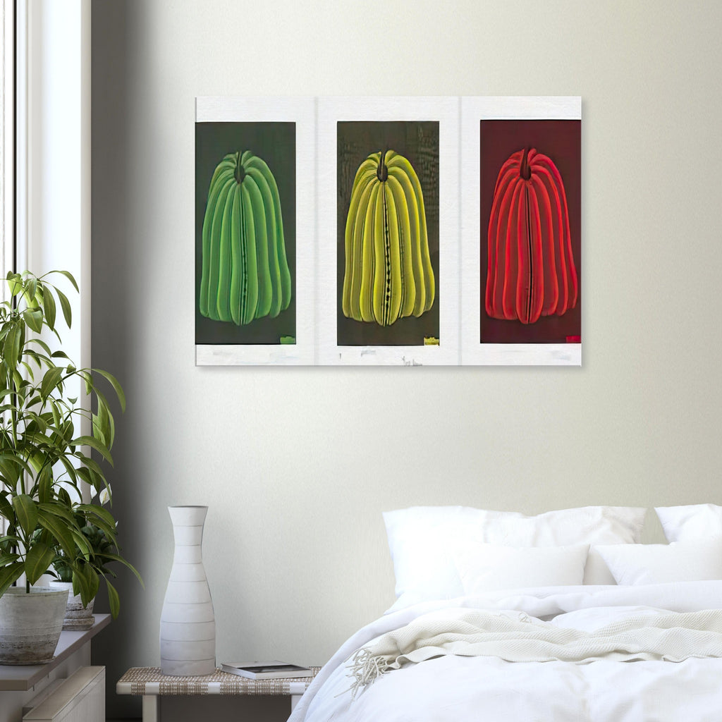 Yayoi Kusama canvas print — Pumpkin 2000 (Set) uses a set treatment to reinterpret one of Kusama’s most affectionate subjects