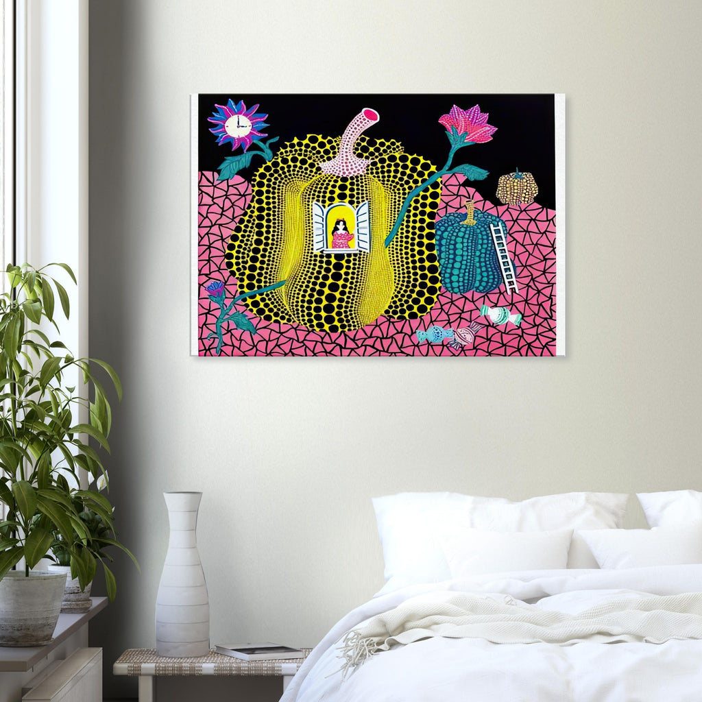 Yayoi Kusama canvas print — Hello (Image 1) is presented here as a poster based on Yayoi Kusama’s artwork