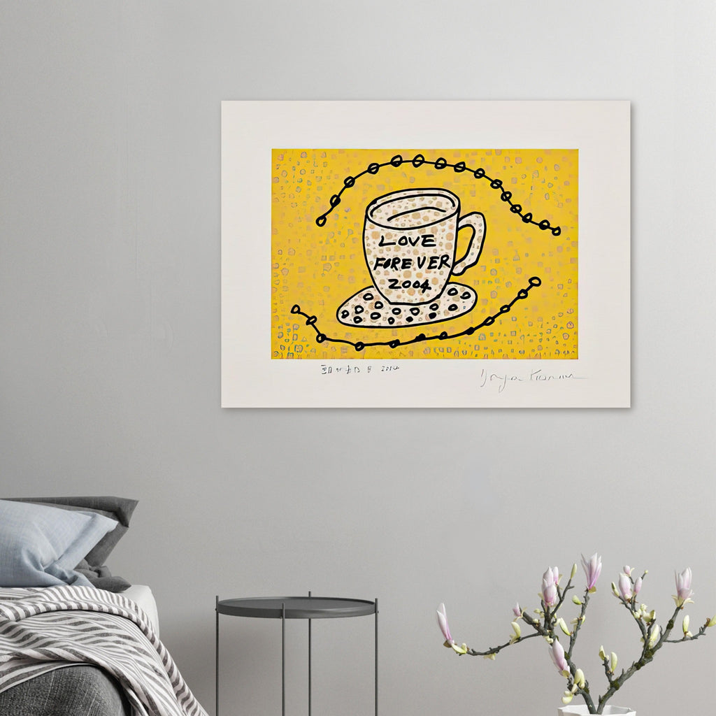 Yayoi Kusama poster — Morning Is Here (B) joins a series of compact 2004 prints in which the beginning of the day becomes a subject for personal symbols and tightly controlled graphic