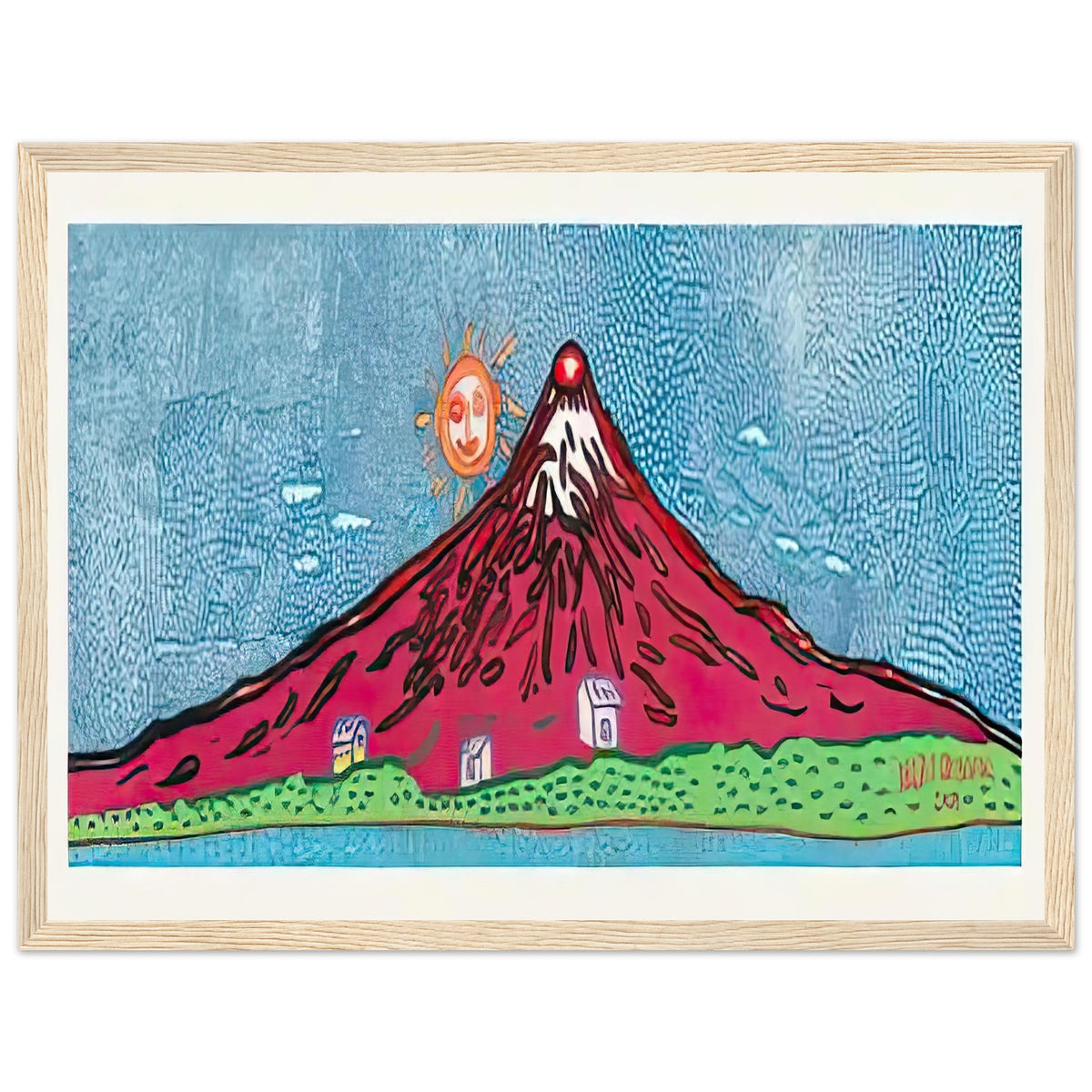 Yayoi Kusama framed print — Mt. Fuji in Seven Colours: Mt. Fuji I Love is Kusama’s red interpretation of the celebrated Japanese mountain. The, wood frame, 30x40 cm / 12x16″