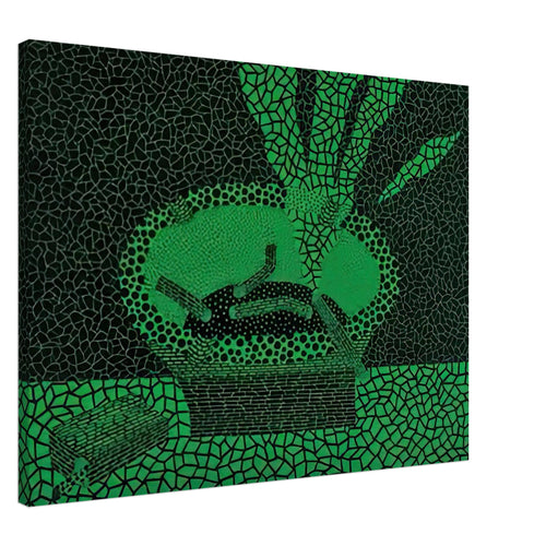 Yayoi Kusama canvas print — The familiar outline of an ashtray becomes unexpectedly compelling in this early Kusama still-life subject, 60x80 cm / 24x32″