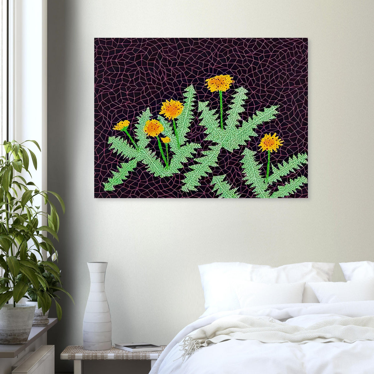 Yayoi Kusama poster — Dandelions [Kusama 85] approaches a common meadow flower as a subject worth close observation