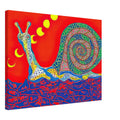 Yayoi Kusama canvas print — Snail takes a slow-moving creature and makes its spiral shell and delicate movement the center of attention, 45x60 cm / 18x24″