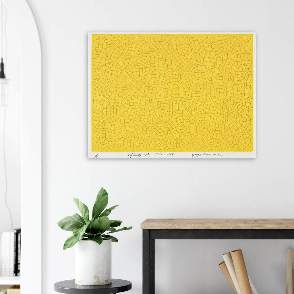 Yayoi Kusama poster — Infinity Nets (Image 6) explores Kusama’s Infinity Net as a field built from countless repeated marks