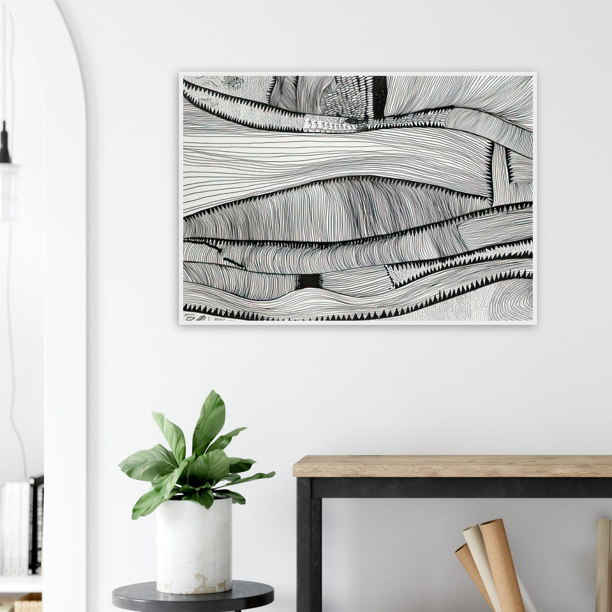 Yayoi Kusama framed print — Waves at Daybreak depicts the sea through the evocative meeting of moving water and the first light of morning
