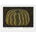 Yayoi Kusama framed print — Pumpkin places the rounded gourd at the center of Kusama’s visual imagination, treating a humble vegetable as an individual character, white frame, 30x40 cm / 12x16″
